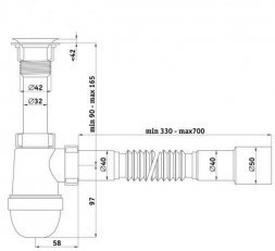Сифон Варяг универ. с гибкой трубой 40х50 С5510 АНИ