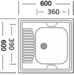 Мойка 60х60 правая (0,6х 160) (с сифоном) (А)