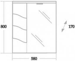 Шкаф-зеркало Onika ЛАЙН 58.01 левый