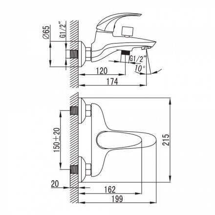 Смеситель для ванны IDDIS Leaf LEASB00i02WA