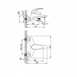 Смеситель для ванны IDDIS Leaf LEASB00i02WA