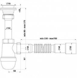 Сифон 1 1/2х40 с гибкой трубой 40х40/50 C0515 АНИ