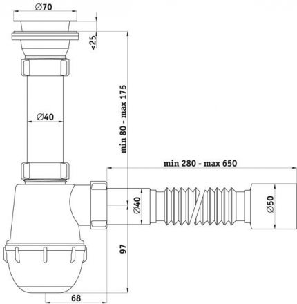 Сифон 1 1/2х40 Грот с гибкой трубой 40х50 А0110 АНИ