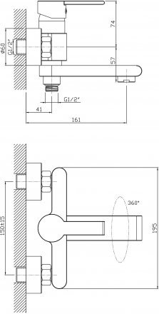 Смеситель для ванны с душем Agger  Strong  A1410000