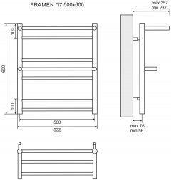 Полотенцесушитель водяной Lemark Pramen П7 LM33607 500x600