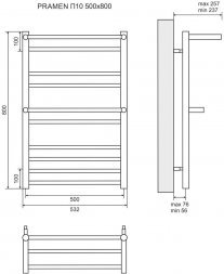 Полотенцесушитель водяной Lemark Pramen П10 LM33810 500x800