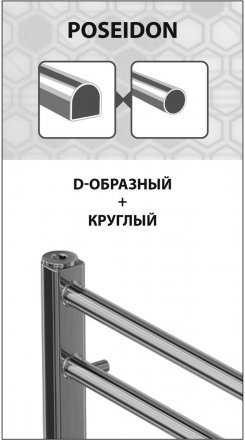 Полотенцесушитель электрический Lemark Poseldon П7 LM42607E 500x600, левый/правый