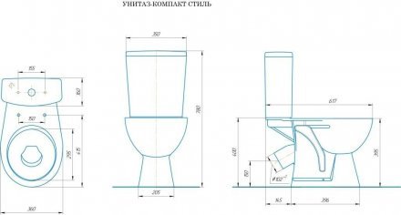 Унитаз компакт ROSA СТИЛЬ косой вып., сид. soft-close, арм-ра 2-х уровн., (Инкоэр), белый Вн УнК055