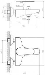 Смеситель для ванны Decoroom DR72036 одноручный с коротким изливом, хром