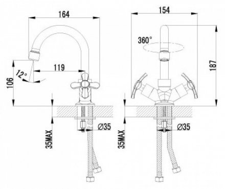 Смеситель для умывальника Lemark Партнер с поворотным изливом LM6547C