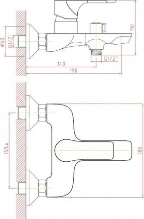 Смеситель ванно-душевой Orange Aristo M19-100cr 00-00000163