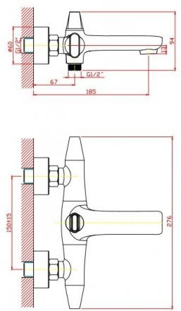 Смеситель для ванны с душем Orange LOTOS M32-100cr-S