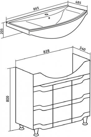 Тумба Стиль 85 с умывальником Стиль 85