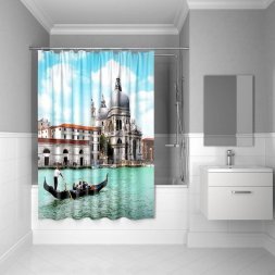 Штора для ванной комнаты, 180*200 см, полиэстер, Venice moments, Blue, IDDIS, 540P18Ri11