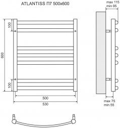 Полотенцесушитель водяной Lemark Atlantiss П7 LM32607R 500x600