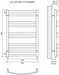 Полотенцесушитель водяной Lemark Atlantiss П10 LM32810R 500x800