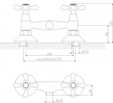 Смеситель для душа Decoroom DR49055 двухзахватный