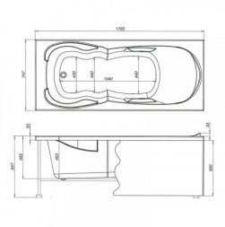 Ванна акриловая AQUANET VIOLA 180 х 75 каркас сварной без экрана (242745)