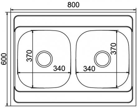Мойка 60х80 двойная с сифоном (0,8) (А)
