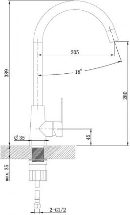 Смеситель для кухни Agger Splendid A0900144 однозахв. с С обр. повор. изл.