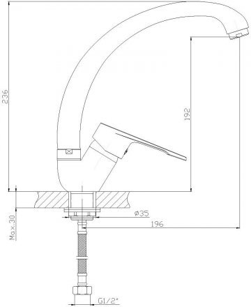 Смеситель для кухни Decoroom DR39021 однозахватный с высоким поворотным изливом