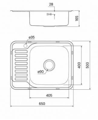 Мойка IDDIS Basic нержавеющая сталь 650х500, сатин, чаша справа BAS65SRi77