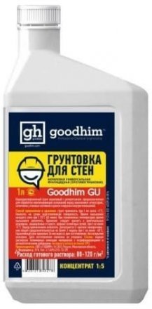 Грунтовка для стен универсальная GU концентрат 1:5 1 л Goodhim